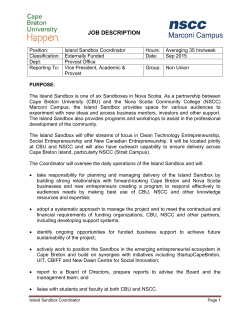 Job Description &ndash; Island Sandbox Coordinator