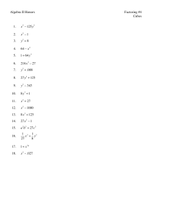 1. x3 &ndash; 125y3 2. x3 &ndash;1 3. y3 + 8 4. 64 &ndash; x3 5. 1+ 64 y3 6. 216 x3 &ndash; 27