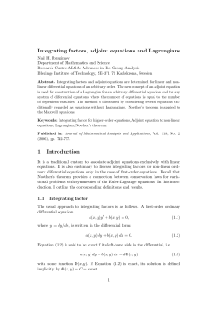 Integrating factors, adjoint equations and Lagrangians 1 Introduction