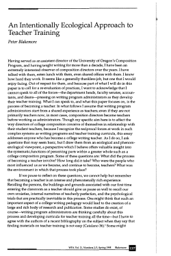 An Intentionally Ecological Approach to Teacher Training