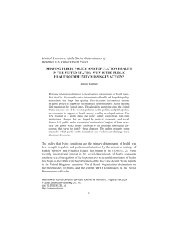 Shaping Public Policy and Population Health in the
