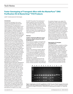 Tech Notes Faster Genotyping of Transgenic Mice with the