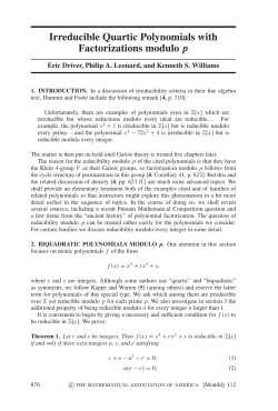 Irreducible Quartic Polynomials with Factorizations modulo p