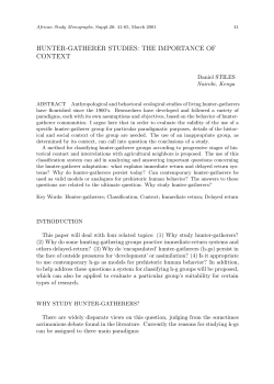 hunter-gatherer studies: the importance of context