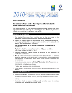 Nomination Form The Minister`s Award for the Most Significant