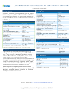 Quick Reference Guide: VoiceOver for OSX