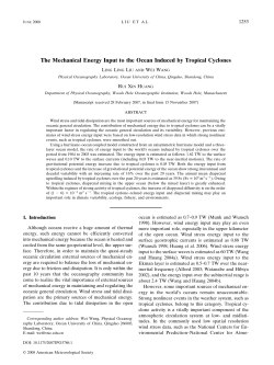 The Mechanical Energy Input to the Ocean Induced by Tropical