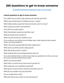 200 Questions to get to know someone