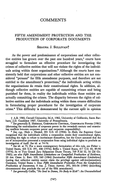 Fifth Amendment Protection and the Production of Corporate