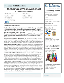 12-07-16 Newsletter - St. Thomas of Villanova School