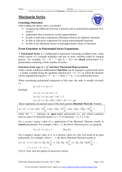 Maclaurin Series - MathinSite