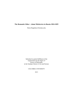 The Romantic Other : Adam Mickiewicz in Russia 1824