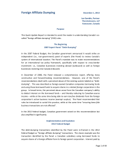 Foreign Affiliate Dumping