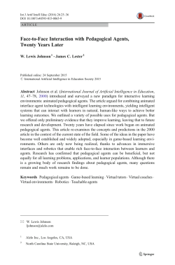 Face-to-Face Interaction with Pedagogical Agents, Twenty Years Later