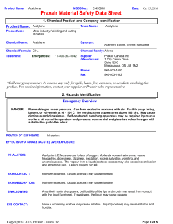 Acetylene MSDS - Praxair Canada