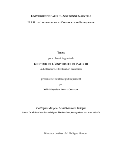 Mlle Hayd&eacute;e SILVA OCHOA Po&eacute;tiques du jeu. La m&eacute;taphore