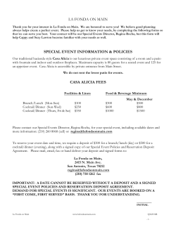 our Casa Alicia event policies