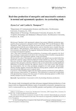 Real-time production of unergative and unaccusative sentences in