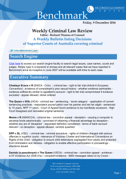Benchmark Publication - Weekly Criminal Law Review