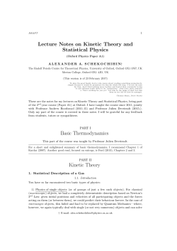 Lecture Notes on Kinetic Theory and Statistical Physics Basic