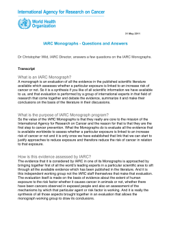 IARC Monographs - Questions and Answers What is an IARC
