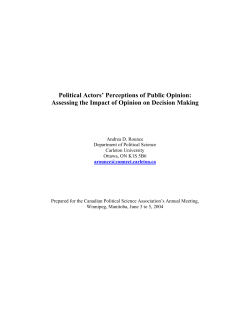 Political Actors` Perceptions of Public Opinion: Assessing the Impact