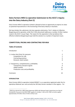 Dairy Farmers Milk Co-operative Submission to the ACCC`s Inquiry