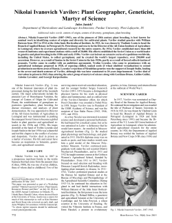 Nikolai Ivanovich Vavilov: Plant Geographer, Geneticist, Martyr of