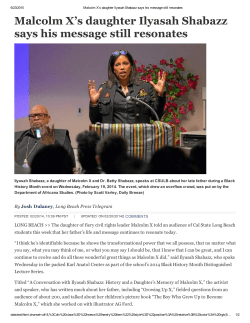 Malcolm X`s daughter Ilyasah Shabazz says his message still