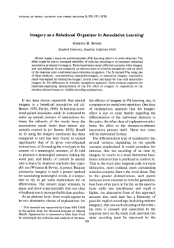 Imagery as a Relational Organizer in Associative Learning 1
