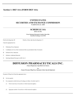 DIFFUSION PHARMACEUTICALS INC.