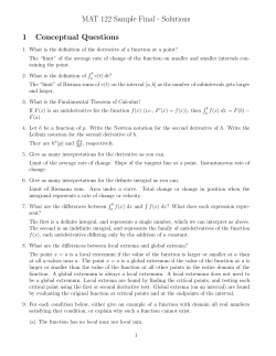 Sample Final - Solutions - Stony Brook Mathematics