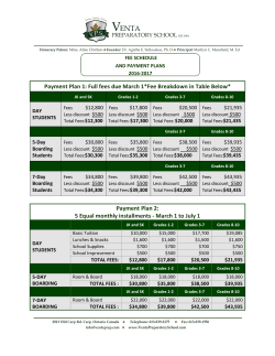 Payment Plan 1: Full fees due Marc 5 Equal monthly installm lan 1