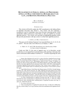 Developments in Indiana Appellate Procedure