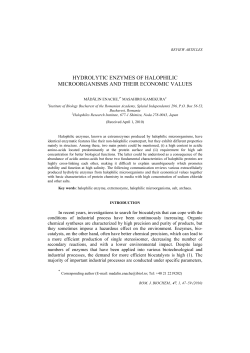 hydrolytic enzymes of halophilic - Romanian Journal of Biochemistry