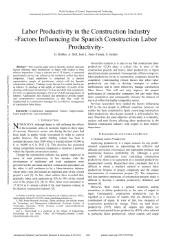 Labor Productivity in the Construction Industry