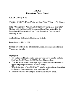SimPlate vs. U.S. EPA-Approved Pour Plate Method for HPC in Water