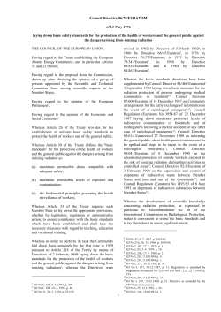 Council Directive 96/29/EURATOM of 13 May 1996 laying down