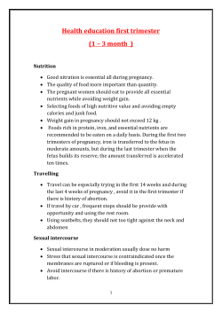 Health education first trimester (1 – 3 month )