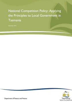National Competition Policy: Applying the Principles to Local