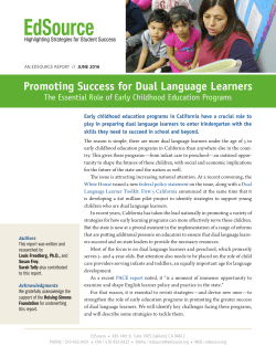 Promoting Success for Dual Language Learners
