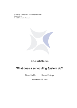 BICsuite!focus What does a scheduling System do?