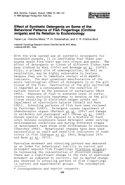 Effect of synthetic detergents on some of the behavioral patterns of