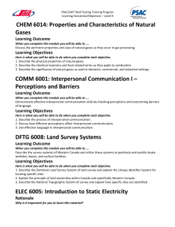 CHEM 6014: Properties and Characteristics of Natural Gases