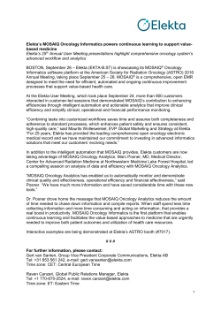 Elekta`s MOSAIQ Oncology Informatics powers continuous learning