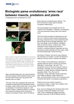 Biologists parse evolutionary `arms race` between insects, predators