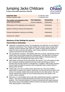 Ofsted report - Jumping Jacks Childcare