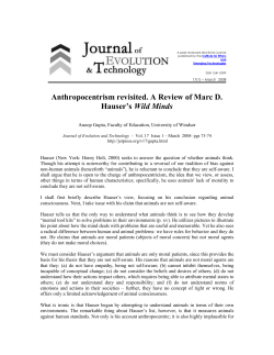 Anthropocentrism revisited. A Review of Marc D. Hauser`s Wild Minds