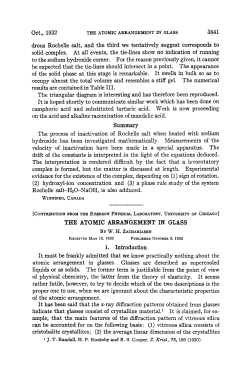 THE ATOMIC ARRANGEMENT IN GLASS
