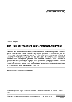 The Rule of Precedent In International Arbitration